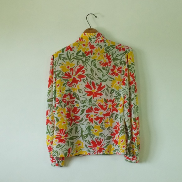 vintage floral blouse | vintage sheer floral top - Picture 8 of 13
